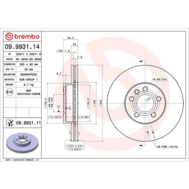 09.9931.11 Bremsscheibe PRIME LINE - UV Coated 09.9931.11 Bremsscheibe PRIME LINE - UV Coated