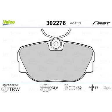 Valeo | Bremsbelagsatz, Scheibenbremse | 302276