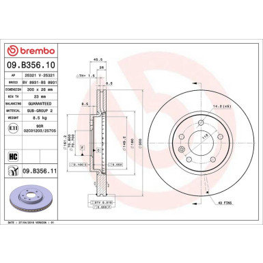 Brembo Bremsscheibe PRIME LINE - UV Coated 09.B356.11