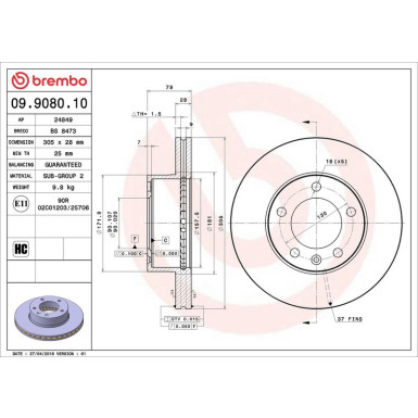 09.9080.10 Bremsscheibe PRIME LINE