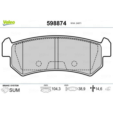 Valeo | Bremsbelagsatz, Scheibenbremse | 598874
