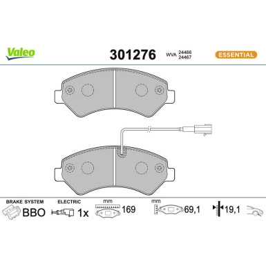 Valeo | Bremsbelagsatz, Scheibenbremse | 301276