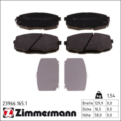Zimmermann Bremsbelagsatz, Scheibenbremse 23966.165.1