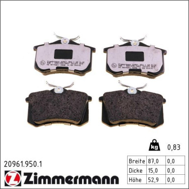 Zimmermann Bremsbelagsatz, Scheibenbremse rd:z 20961.950.1 Zimmermann Bremsbelagsatz, Scheibenbremse rd:z 20961.950.1