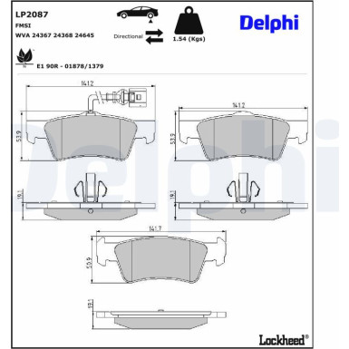 Delphi | Bremsbelagsatz, Scheibenbremse | LP2087