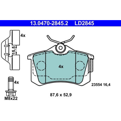 Bremsbelagsatz, Scheibenbremse ATE Ceramic 13.0470-2845.2