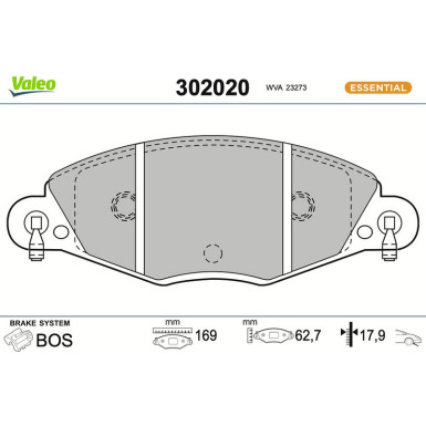 Valeo | Bremsbelagsatz, Scheibenbremse | 302020