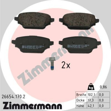 Zimmermann | Bremsbelagsatz, Scheibenbremse | 26654.170.2