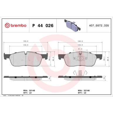 Brembo Bremsbelagsatz, Scheibenbremse PRIME LINE P 44 026