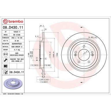 Brembo Bremsscheibe PRIME LINE - UV Coated 08.D430.11