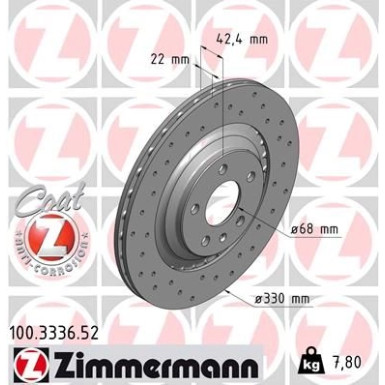 Zimmermann 2 x ZIMMERMANN Bremsscheibe SPORT Z 100.3336.52