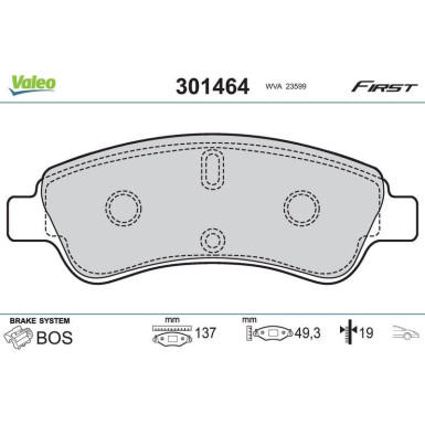 Valeo | Bremsbelagsatz, Scheibenbremse | 301464