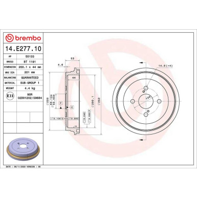 Brembo Bremstrommel ESSENTIAL LINE 14.E277.10