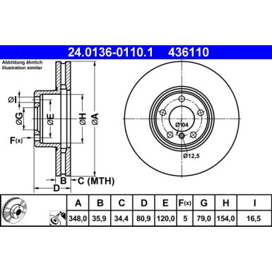 2 x ATE Bremsscheibe | 24.0136-0110.1