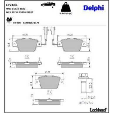 Delphi Bremsbelagsatz, Scheibenbremse LP2486