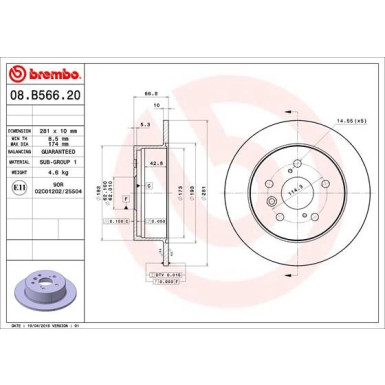 Brembo Bremsscheibe PRIME LINE - UV Coated 08.B566.21