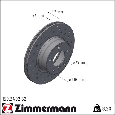 Zimmermann Bremsscheibe SPORT Z 150.3402.52