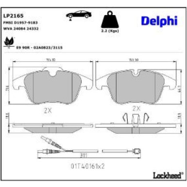 Delphi Bremsbelagsatz, Scheibenbremse LP2165