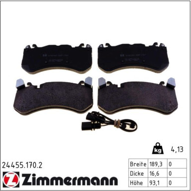 Zimmermann Bremsbelagsatz, Scheibenbremse 24455.170.2