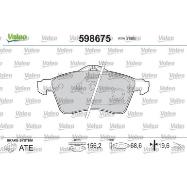 Valeo | Bremsbelagsatz, Scheibenbremse | 598675