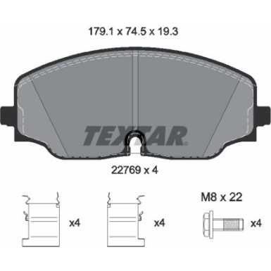 Textar | Bremsbelagsatz, Scheibenbremse | 2276901