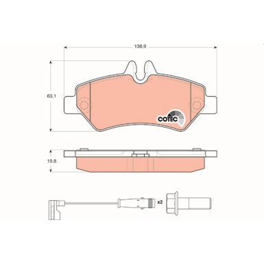 TRW Bremsbelagsatz, Scheibenbremse COTEC GDB1697