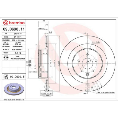 Brembo Bremsscheibe PRIME LINE - UV Coated 09.D690.11