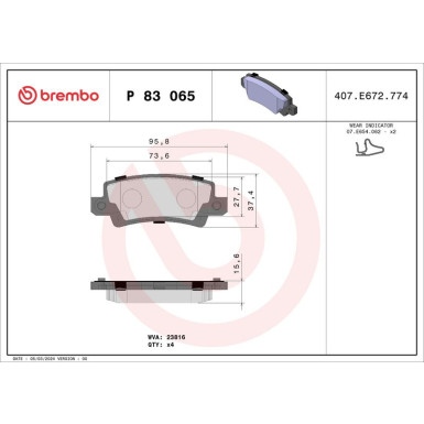 Brembo Bremsbelagsatz, Scheibenbremse PRIME LINE P 83 065