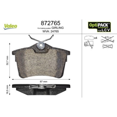 Valeo | Bremsbelagsatz, Scheibenbremse | 872765