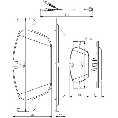 BOSCH Bremsbelagsatz, Scheibenbremse 0 986 494 526