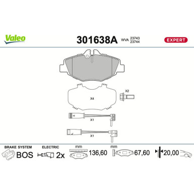 Valeo | Bremsbelagsatz, Scheibenbremse | 301638A