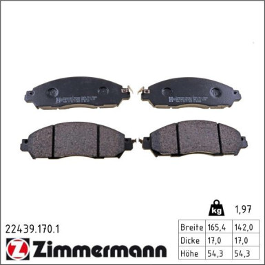 Zimmermann Bremsbelagsatz, Scheibenbremse 22439.170.1