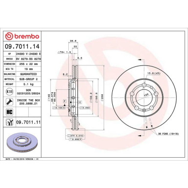 Brembo Bremsscheibe PRIME LINE - UV Coated 09.7011.11