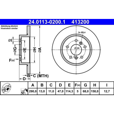 ATE | Bremsensatz, Scheibenbremse | 24.0113-0200.1 + 13.0460-2600.2