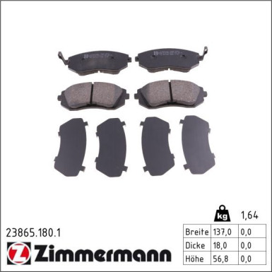 Zimmermann Bremsbelagsatz, Scheibenbremse 23865.180.1