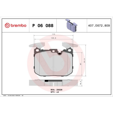Brembo Bremsbelagsatz, Scheibenbremse PRIME LINE P 06 088