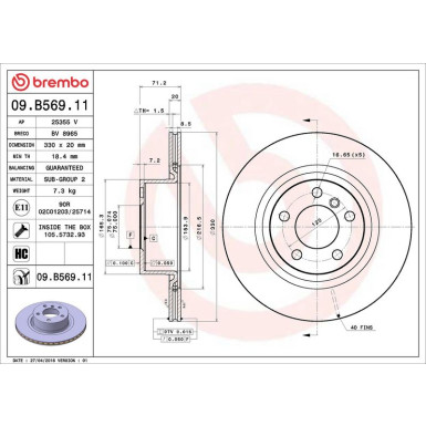 Brembo Bremsscheibe PRIME LINE - UV Coated 09.B569.11