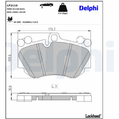 Delphi | Bremsbelagsatz, Scheibenbremse | LP2116