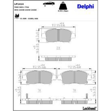 Delphi Bremsbelagsatz, Scheibenbremse LP1414