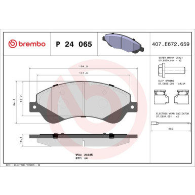 Brembo Bremsbelagsatz, Scheibenbremse PRIME LINE P 24 065
