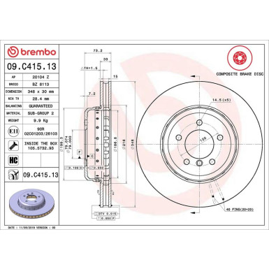 09.C415.13 Bremsscheibe PRIME LINE - Composite
