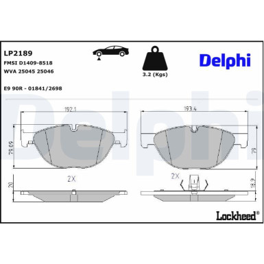 LP2189 Bremsbelagsatz, Scheibenbremse