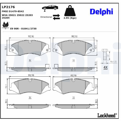 Delphi | Bremsbelagsatz, Scheibenbremse | LP2176