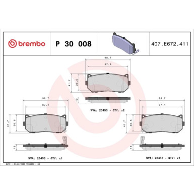 Brembo Bremsbelagsatz, Scheibenbremse PRIME LINE P 30 008