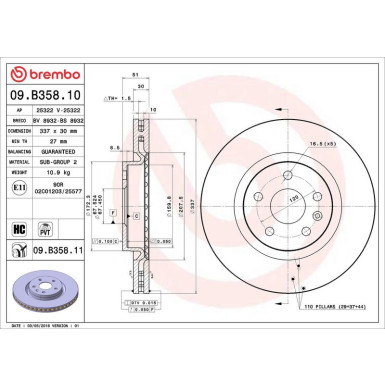 Brembo Bremsscheibe PRIME LINE - UV Coated 09.B358.11