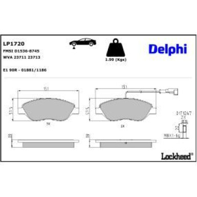 Delphi Bremsbelagsatz, Scheibenbremse LP1720