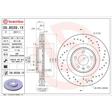 Brembo Bremsscheibe XTRA LINE - Xtra 09.B039.1X Brembo Bremsscheibe XTRA LINE - Xtra 09.B039.1X