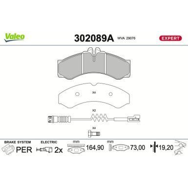 Valeo Bremsbelagsatz, Scheibenbremse EXPERT 302089A