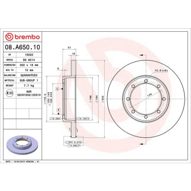 Brembo Bremsscheibe PRIME LINE 08.A650.10