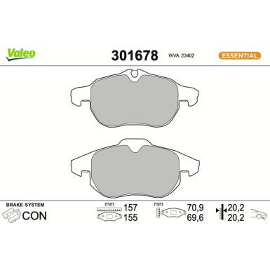 Valeo | Bremsbelagsatz, Scheibenbremse | 301678